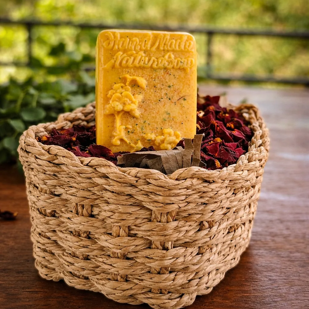 Kesar Haldi handmade soap, papaya cucumber base